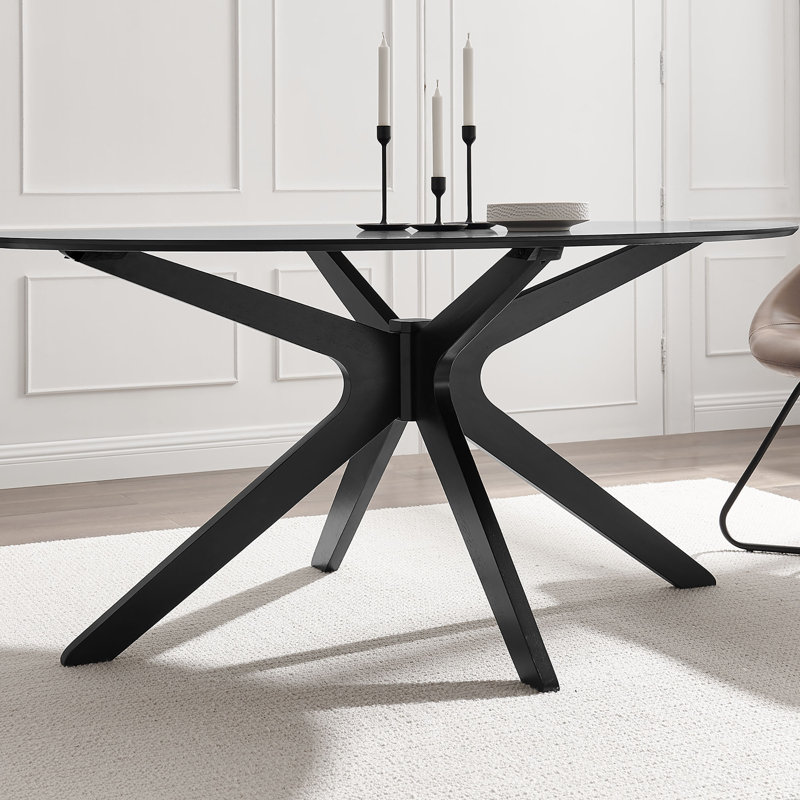 Traverse 63" Oval Dining Table, Black, 63" W x 63" L