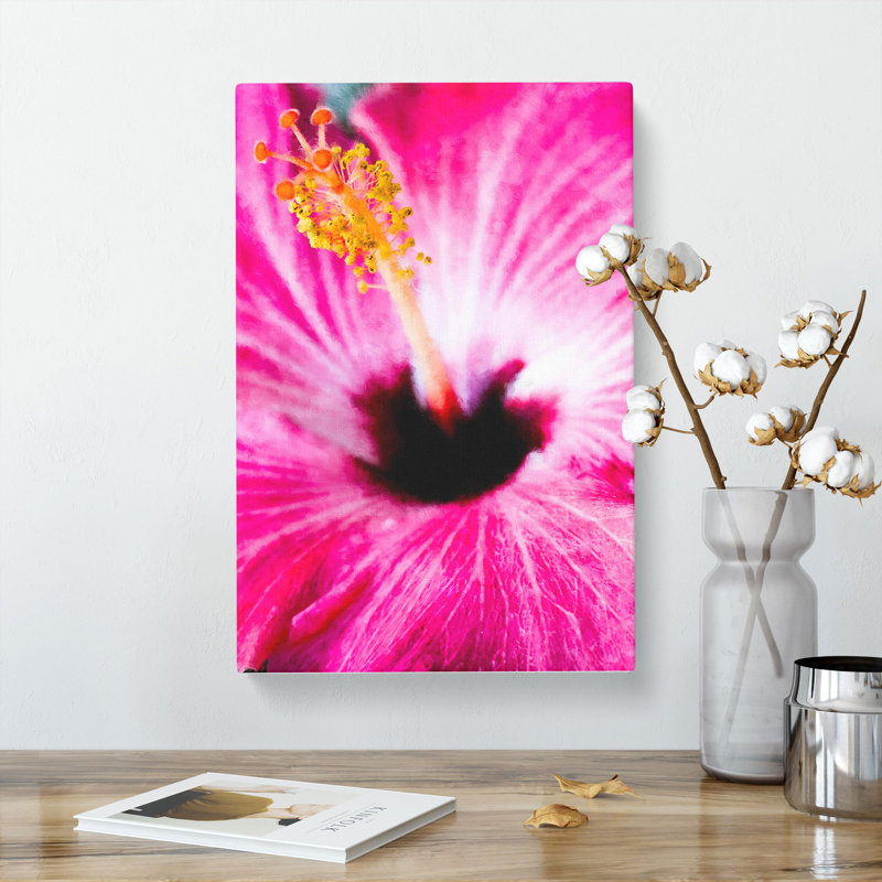 A Pink Flower - Wrapped Canvas Painting, 60cm H x 40cm W x 3cm D