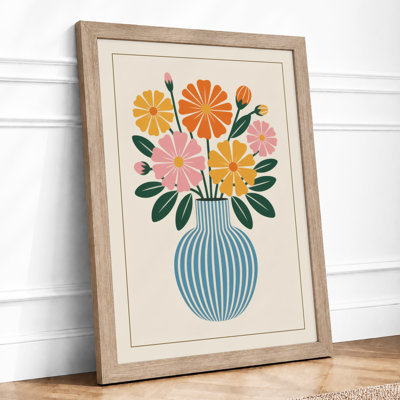 Geometric Floral Still Life Botanical - Framed Print