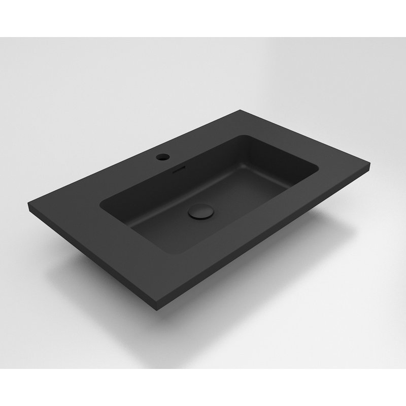 Lavabo de salle de bain intégré noir 29,5 po avec trop-plein Moore