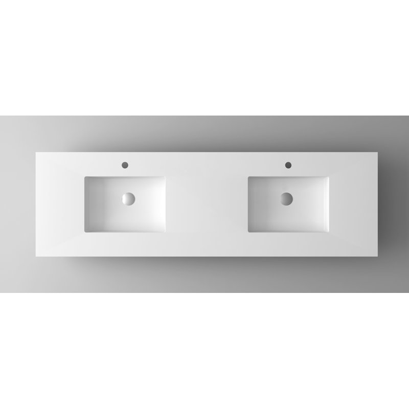 Plateau de meuble-lavabo double 72 po, Blanc mat