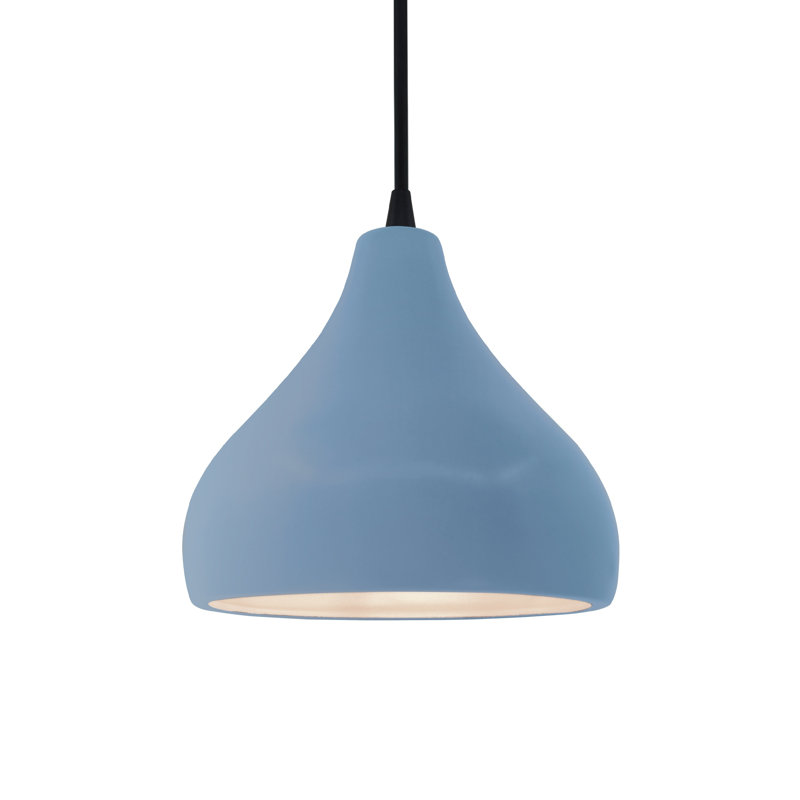 Luminaire suspendu à 1 lumière Meydan, H 7,25 po x l 8 po x P 8 po, Bleu ciel / noir mat, Noir mat
