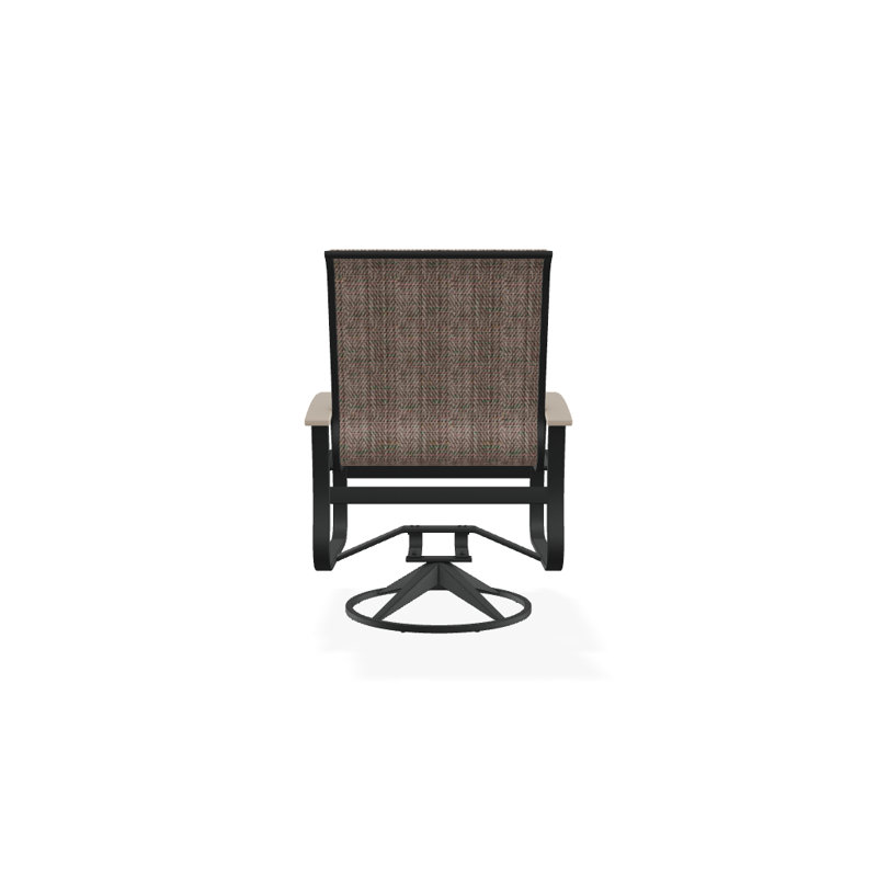 Belle Isle Outdoor Dining Armchair, Desert P60, Textured Graphite, Atlantis Royal Blue Sunbrella®