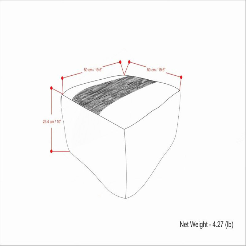 Pouf carré Sabella de 20 po de largeur en polyester PET gris et blanc