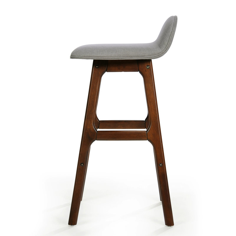 Mid-Century Modern Upholstered Dark Beige Barstools, Set of 2