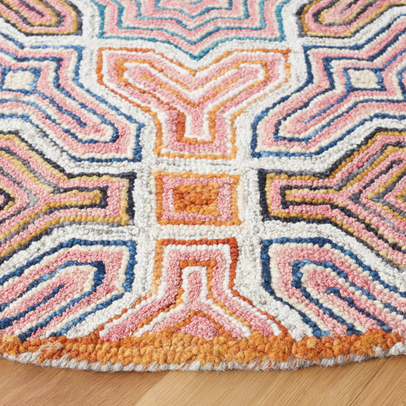 Deyoung Hand Tufted Wool Geometric Rug, Round 6'