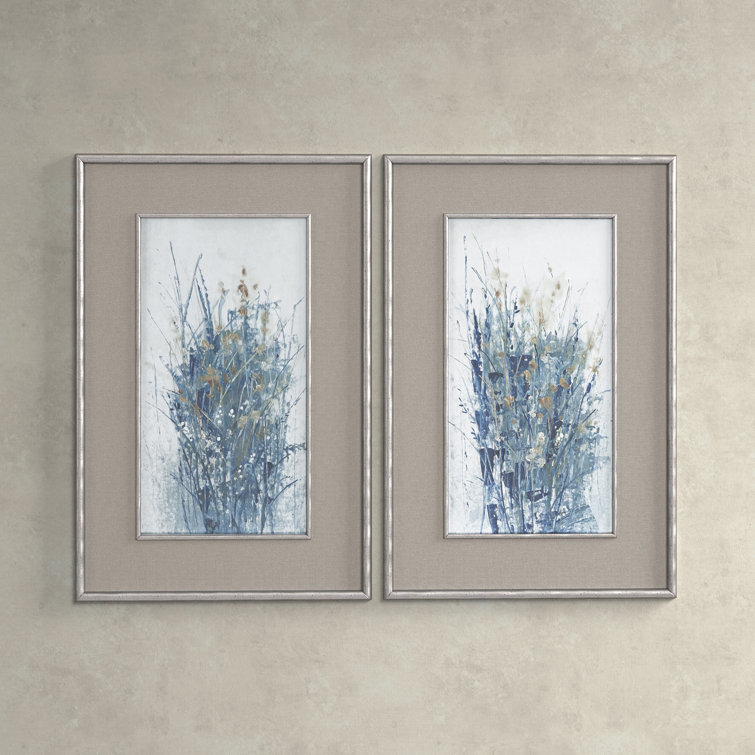 Vineland Indigo Florals by PH Burchett - 2 Piece Picture Frame Print Set