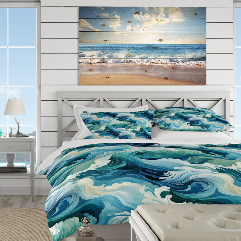 Ensemble de housse de couette Ocean Spray, Housse de couette pour très grand lit et 2 très