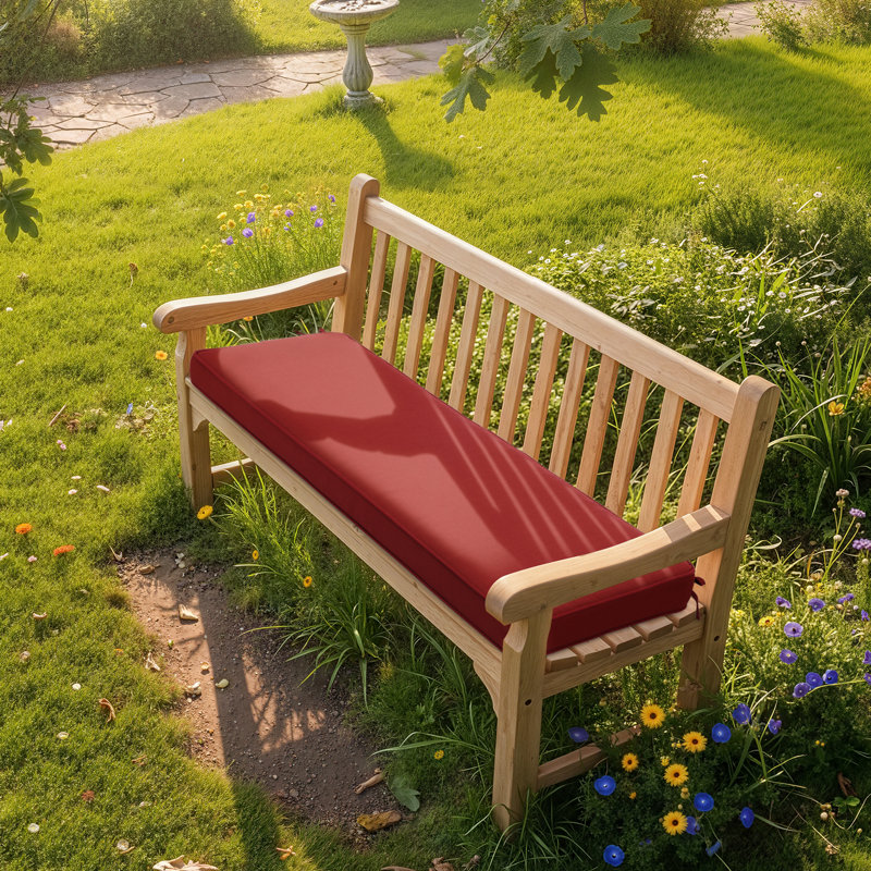 Lucy Eider & Ivory Outdoor 3" Bench Seat Cushion, Red
