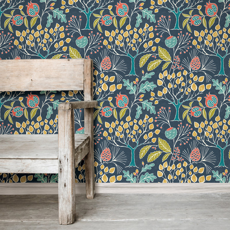 Clare 65.84m x 52cm Matte Peel & Stick Wallpaper Roll, Blue/Yellow