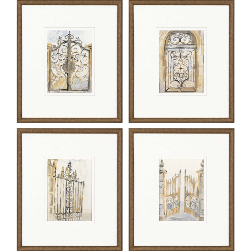 «Gates» par Jardine - Ensemble de 4 reproductions encadrées sur papier