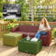 Mobilier de patio en osier avec coussins rembourrés, ensembles de canapé d'angle-776237638