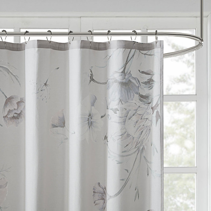 Cassandra Blue Floral Cotton Shower Curtain