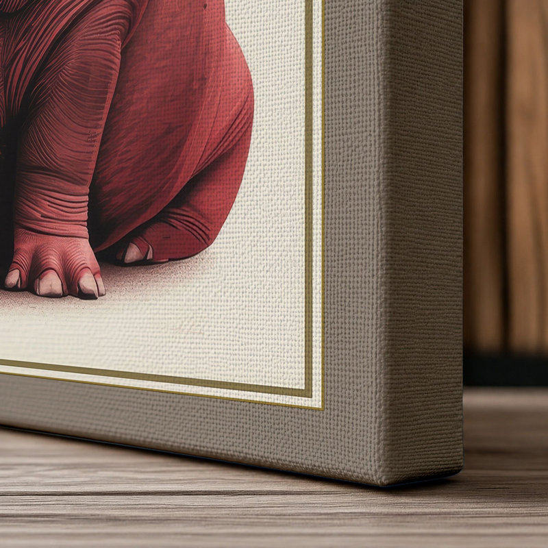 Gentle Hippo Boho - Wrapped Canvas, 36x24 - 91.4 x 61.0 cm, Taupe Border