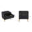 20" Black Fluted 2-Drawer Nightstand With Gold Splayed Legs | Gift Idea-355293140-355293141