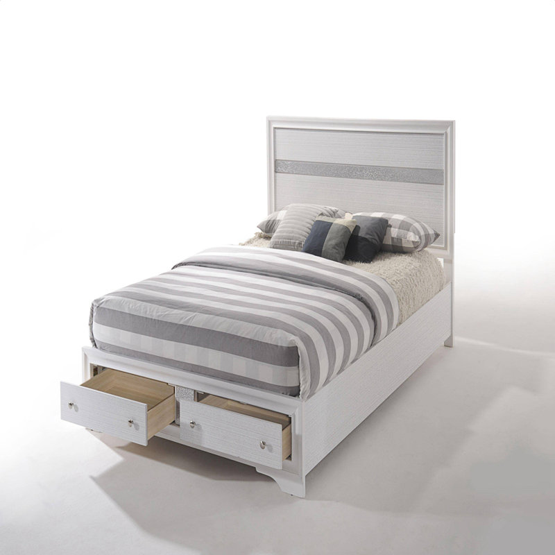 Ilijan Low Profile Storage Standard Bed, Queen, White