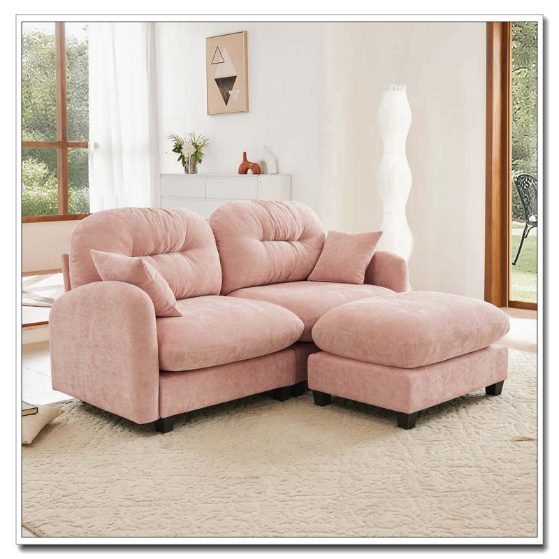 Canapé modulaire Cloud avec accoudoirs en tissu chenille, conception plissée matelassée, conception ergonomique, mousse haute densité, accoudoirs élégants, base en bois de haute qualité