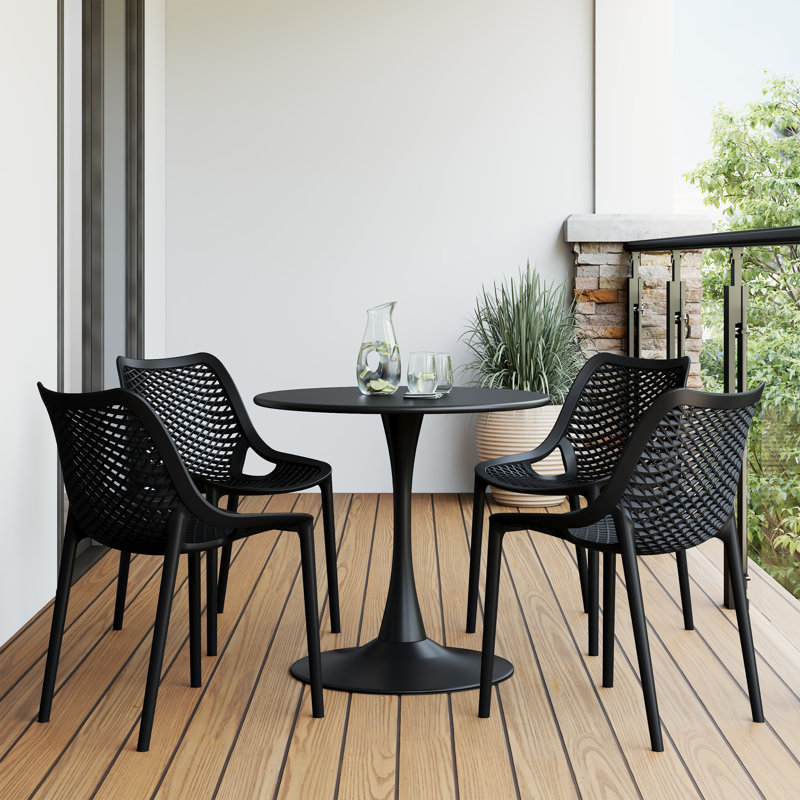 Outdoor Round Dining Set, Black