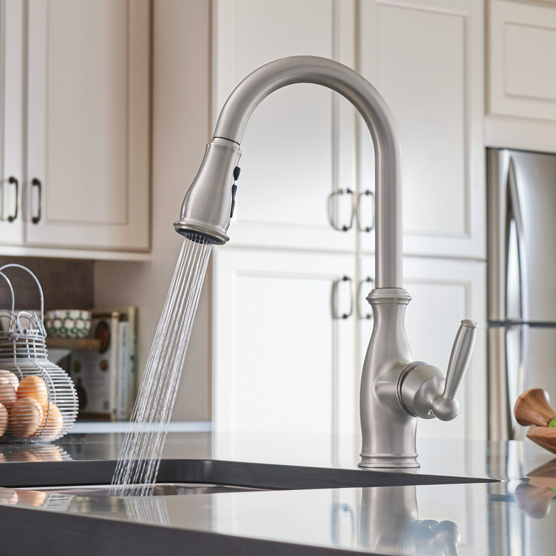 Robinet de cuisine à poignée simple Brantford avec PowerBoost et Reflex, Acier inoxydable résistant aux taches
