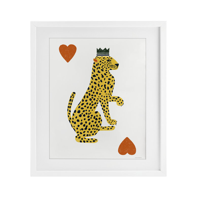 «Leopard & Hearts Card», reproduction imprimée sous verre, conception de Svetlana Aleynikova, H 16 po x l 13 po