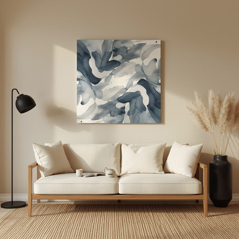 Aquarelle abstraite, art mural en métal bleu 14, H 12 po x l 12 po