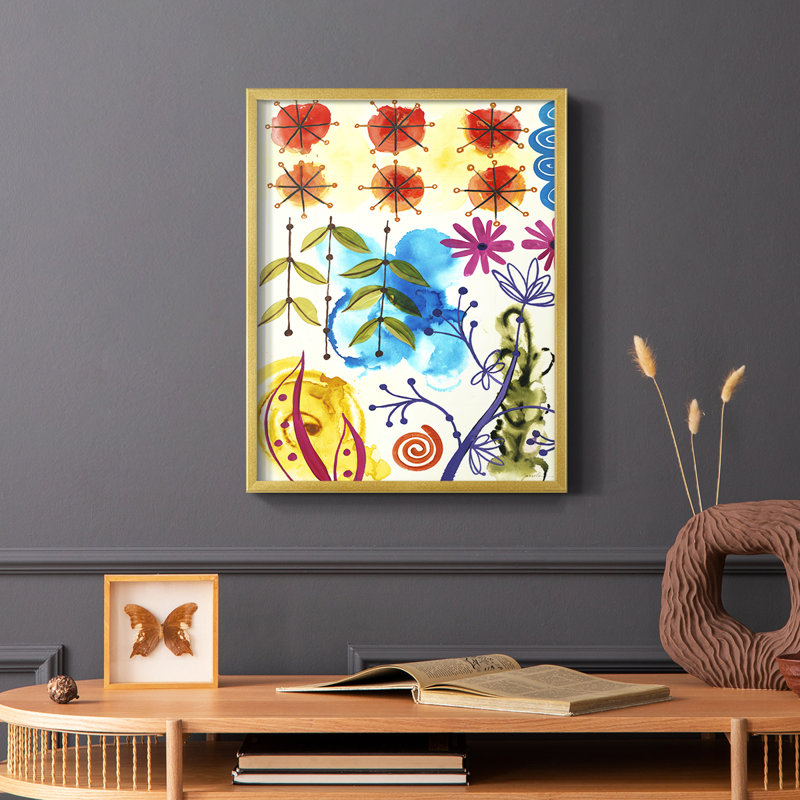 «Flower Power II», reproduction encadrée - bois massif, H 14 po x l 11 po