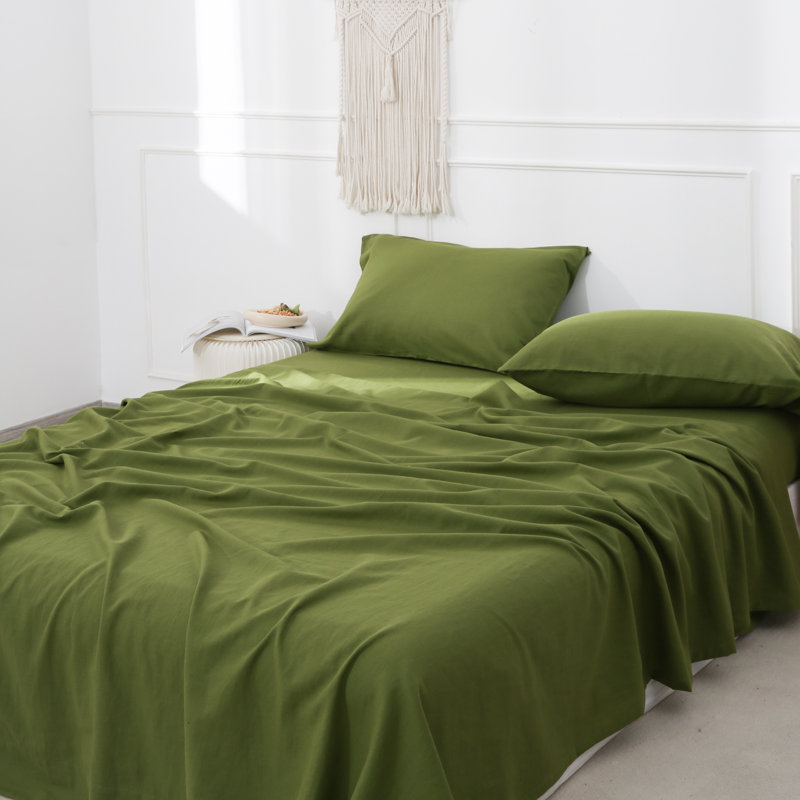 Linen Sheets Set, Queen Sheet Set with 2 Pillowcases, Green
