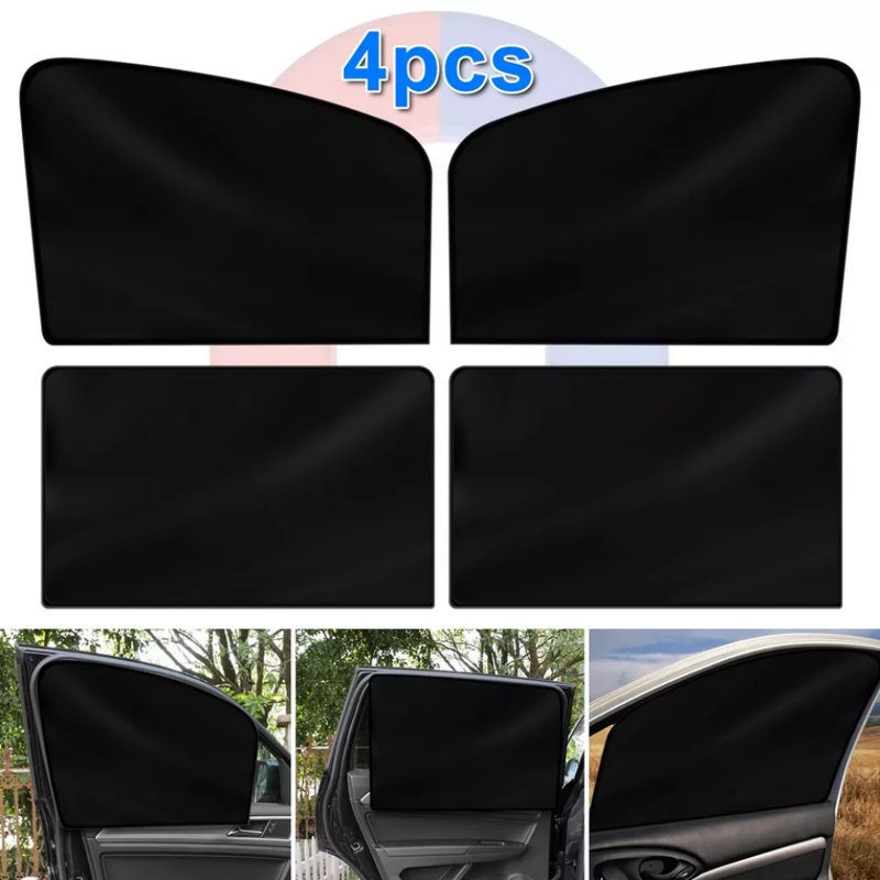 4x Magnetic Car Side Front Rear Window Sun Shade Mesh Shield Uv Protection Cover