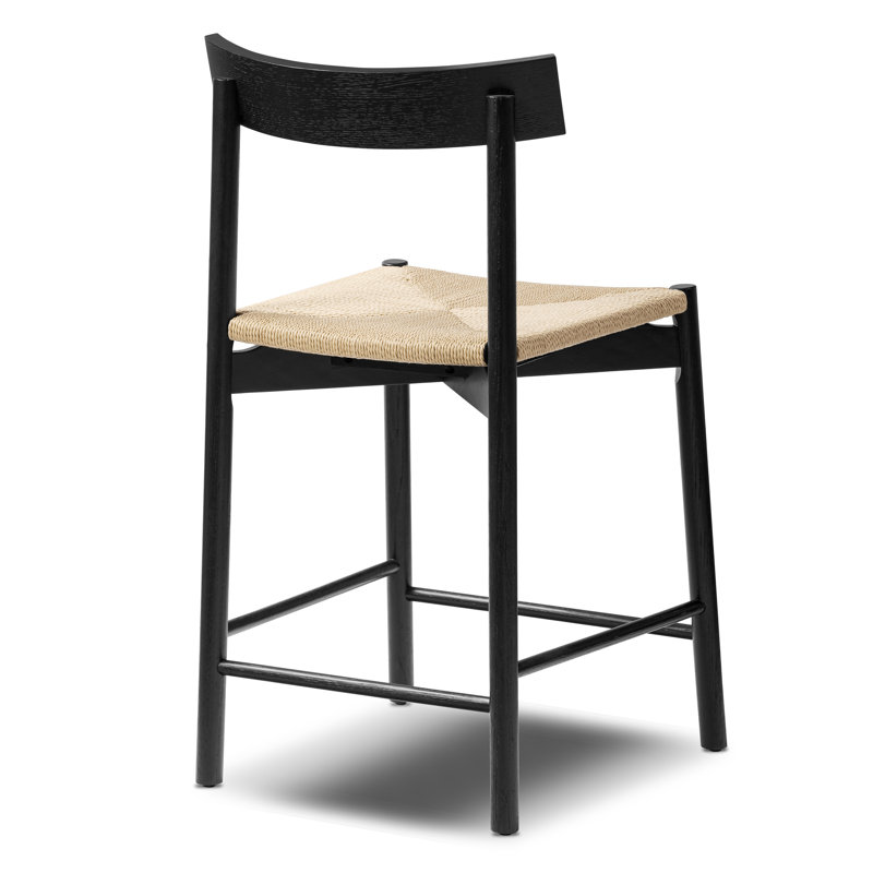 Hamm Woven Solid Wood Counter Stool, Black/Natural