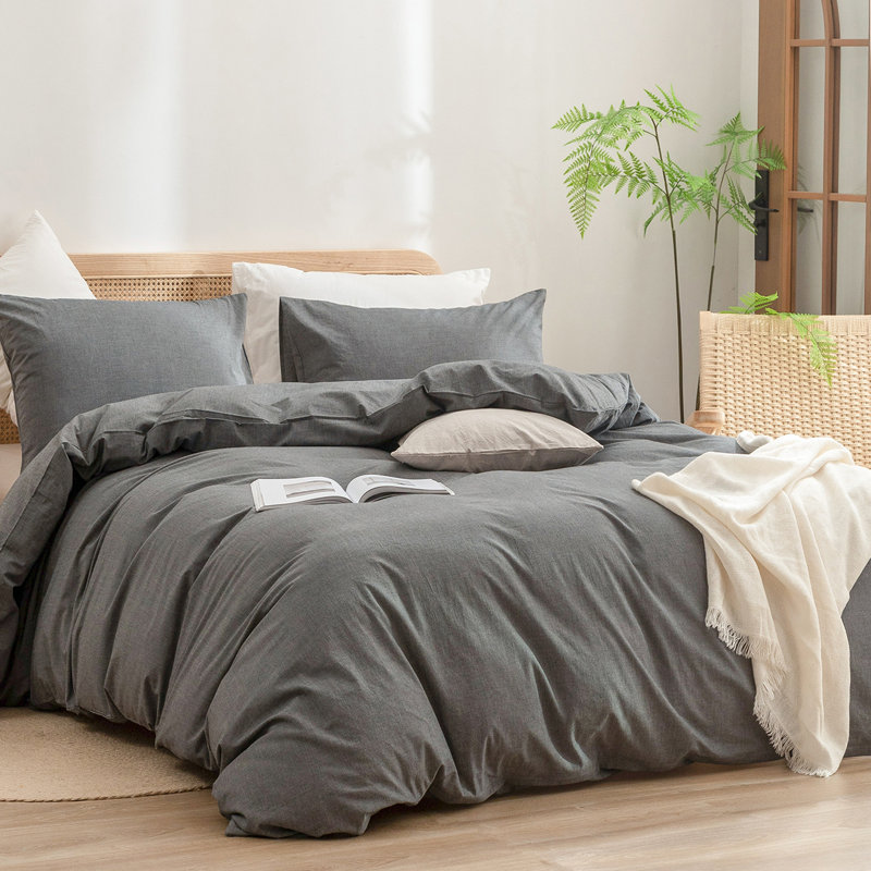 Ensemble de housse de couette 100% coton délavé Bestouch Bestouch, Housse de couette grand et 2 taies d'oreiller stan