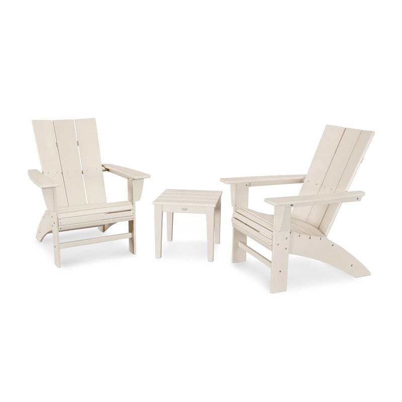 POLYWOOD Modern 3-Piece Curveback  Adirondack Set, Sand