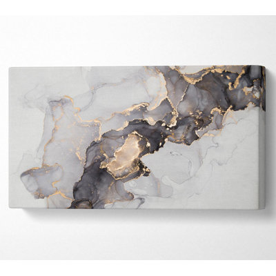 Grey And Gold Marble - Wrapped Canvas Print