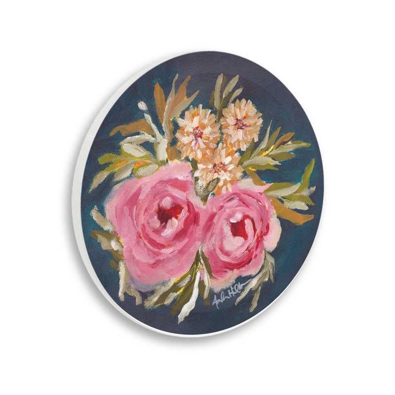 Plaque murale ronde avec roses roses par Ashley Justice