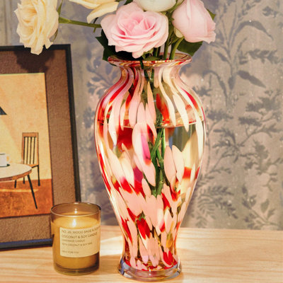 Grand vase en verre soufflé à la main 12 "pour fleurs 12"