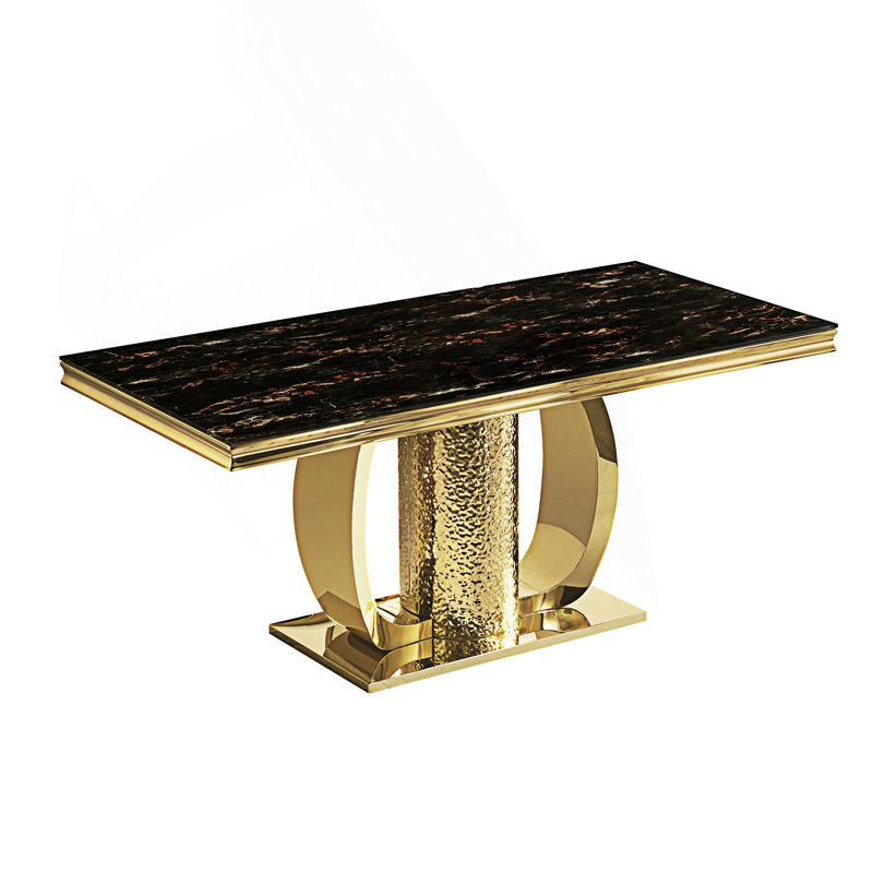 Stylish Dining Table With Tempered Glass Top