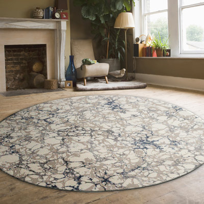 Fynton 1240 Transitional Marbled Blue Area Rug