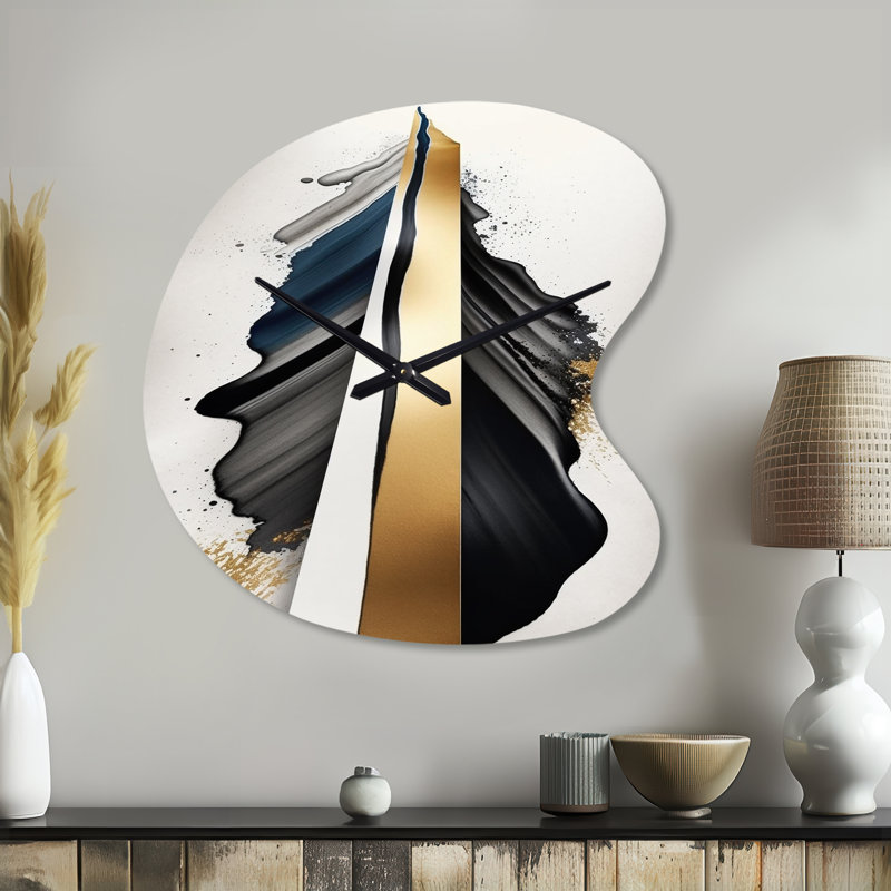 Horloge murale cubique noire et dorée, expression unique cubique, Petit