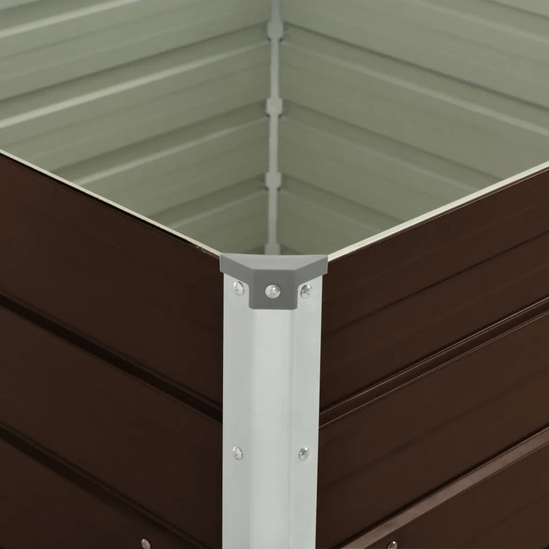Edmund Metal Raised Garden Bed, Brown, 77cm H x 40cm W x 320cm L