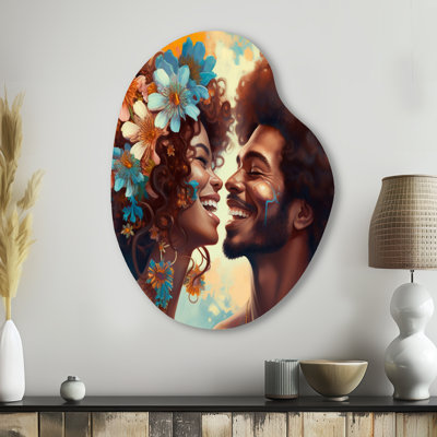 «Beautiful Black Couple In Love I», art mural asymétrique en forme de poire romantique