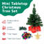 Ensemble de mini arbre de Noël de 23 pouces avec lumières à DEL, dessus en forme d'étoile, ornements et boîtes-cadeaux - Petit arbre de table pour bureau ou table - Décorations des Fêtes faciles à installer
