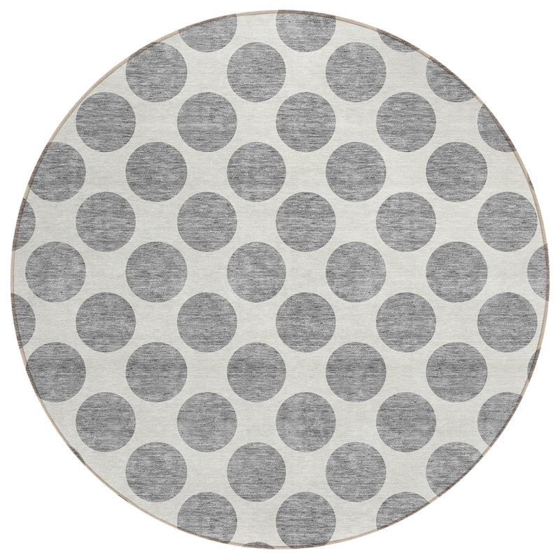Tapis rond lavable à pois 8 po