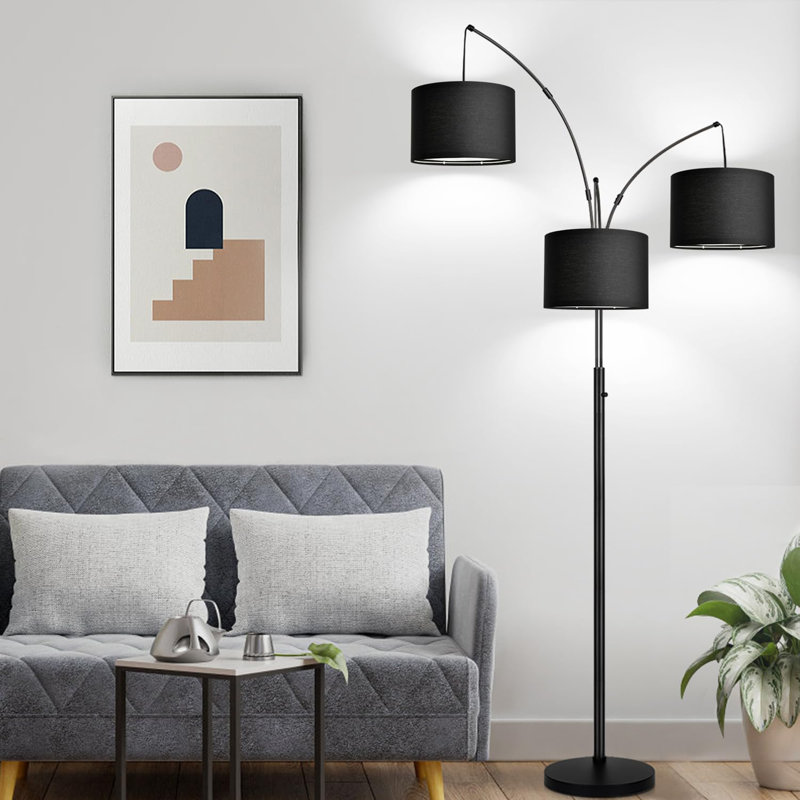 80" Modern Floor Lamp for Living Room, Black, Black