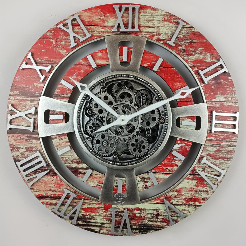 Solid Wood Wall Clock, Red Lava, Oversize 91.4cm