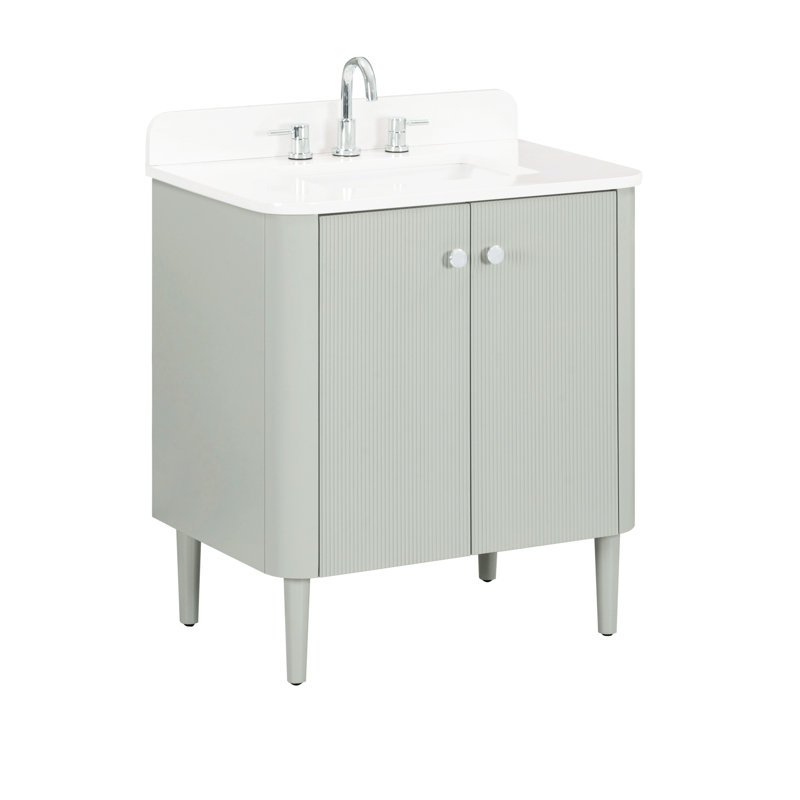 Meuble-lavabo simple 30 po Haley, Quartz blanc