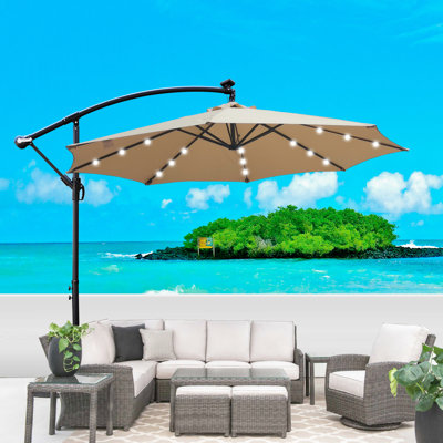 Parasol de patio à DEL 10 pi - 8 nervures, rouille, pour terrasse, utiliser de l'eau alimentée par 10 pi, terrasse de jardin