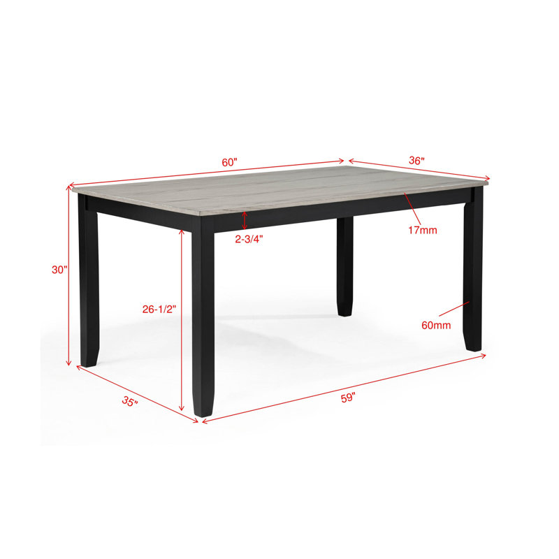La table rectangulaire de 6 pièces pour ensemble de salle à manger est dotée de larges bancs rembourrés en tissu texturé neutre texturé gris à grain de bois vieilli
