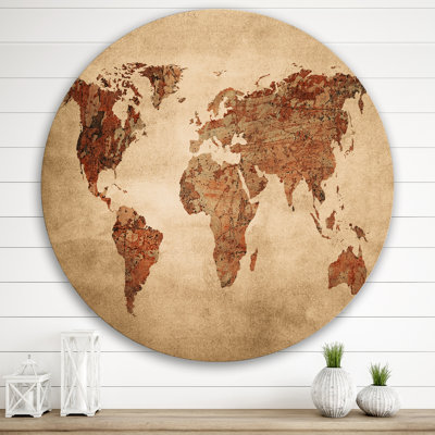 Ancienne carte du monde vii - Art mural rétro en métal