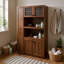 Armoire de rangement de garage extensible avec rangement coulissant et conception à plusieurs tablettes - Armoire utilitaire noyer / blanc-527995700