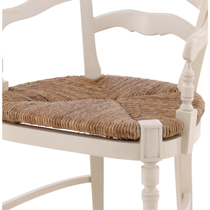 Furniture Classics Maverick Mahogany Rush Seat Arm Chair, Cream