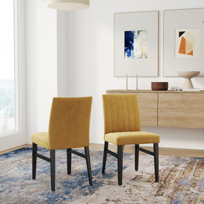 Roundhill Furniture Wendell Contemporary Upholstered Dining Chairs, Set of 2, Yellow